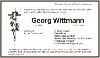 Traueranzeige von Georg Wittmann von Pegnitz-Zeitung